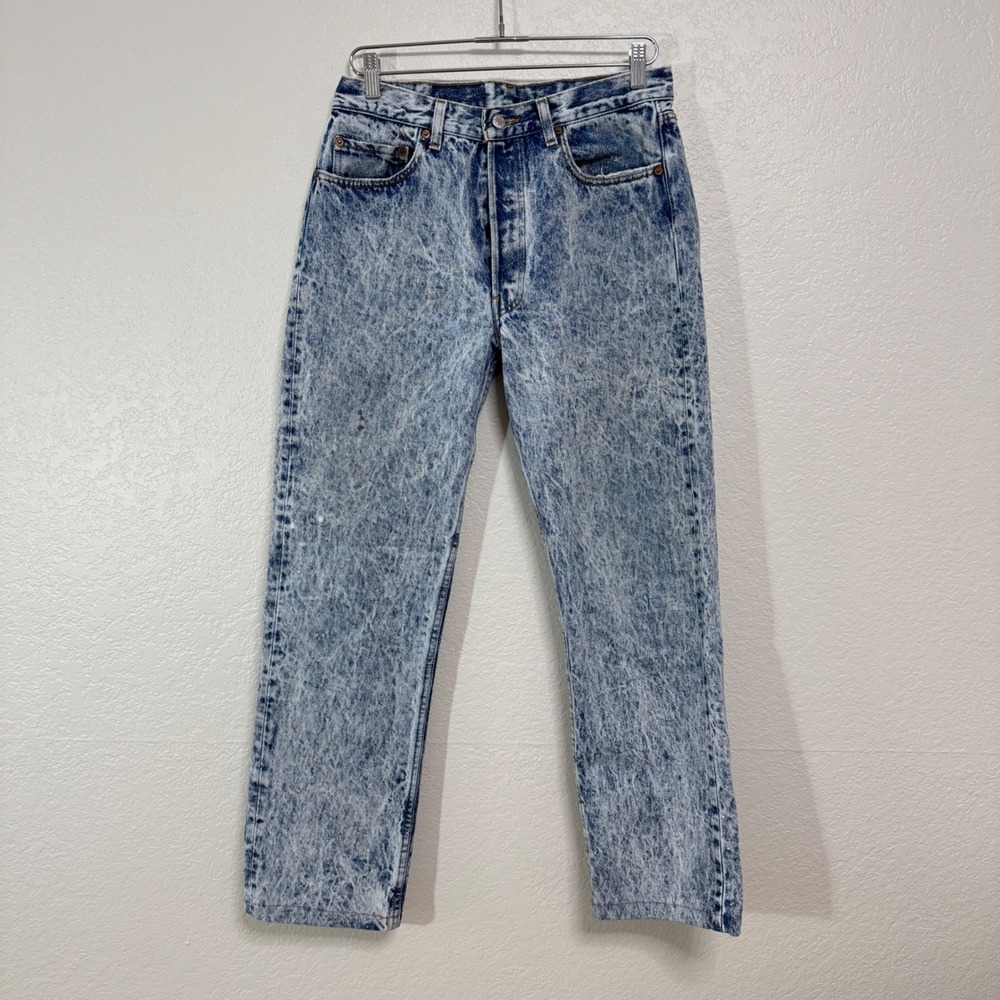 Levis 501 Jeans Mens 34x32 Blue Acid Wash Vintage USA Button Fly Straight Leg